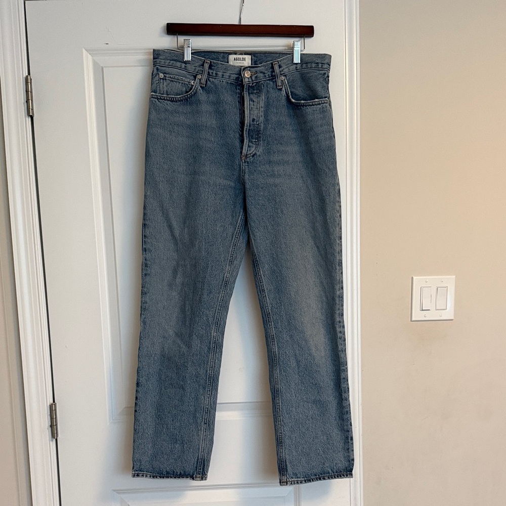 Agolde Women's 90’s pinch Straight Leg Jeans in Navigate (Light Blue Denim)